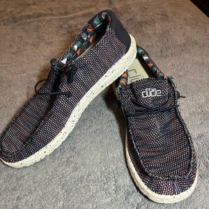 Hey Dude Men's Navy and White Loafers